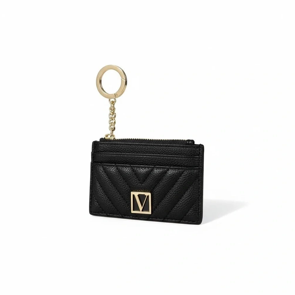 Victoria’s Secret Black Quilted Card Holder with Gold Accent - Picture 1 of 5